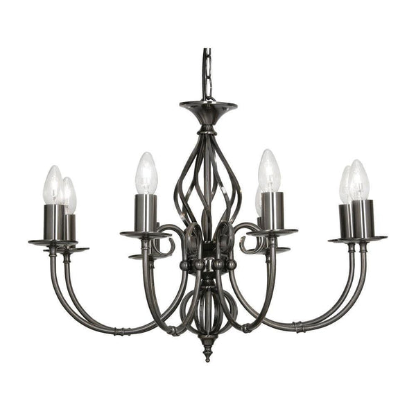 Traditional Ceiling Pendant Lights - Tuscany Antique Silver Finish 8 Light Chandelier 3380/8 AS