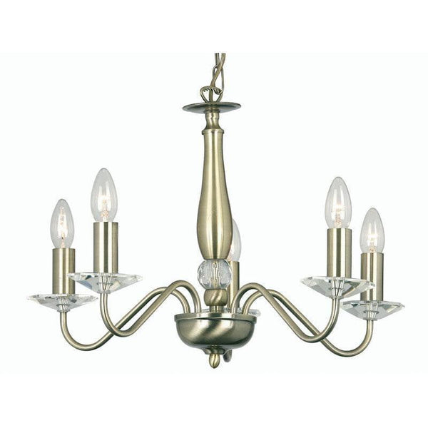 Traditional Ceiling Pendant Lights - Vesta 5 Light Antique Brass Pendant Ceiling Light 7348/5 AB
