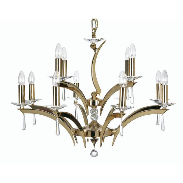 Traditional Ceiling Pendant Lights - Wroxton Cast Brass 12 Light Chandelier With Gold Plate 708/8+4 GO