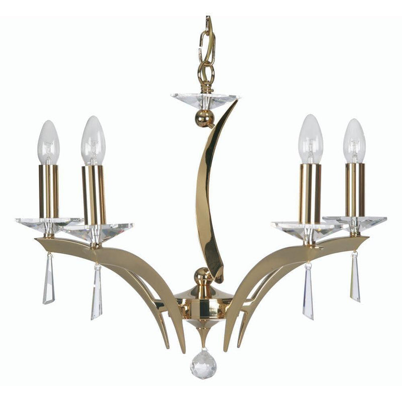 Traditional Ceiling Pendant Lights - Wroxton Cast Brass 5 Light Chandelier With Gold Plate 708/5 GO