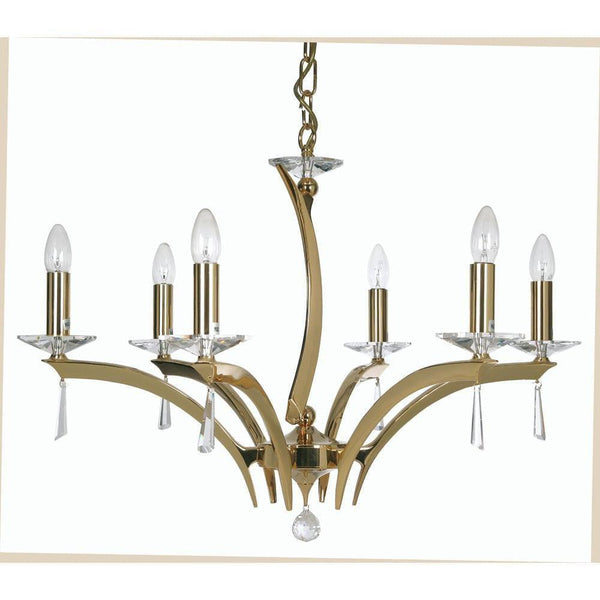 Traditional Ceiling Pendant Lights - Wroxton Cast Brass 6 Light Chandelier With Gold Plate 708/6 GO