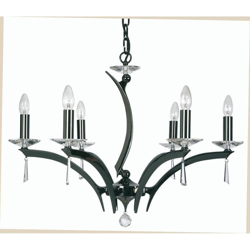 Traditional Ceiling Pendant Lights - Wroxton Cast Brass 6 Light Chandelier With Titanium Plate 708/6 TI