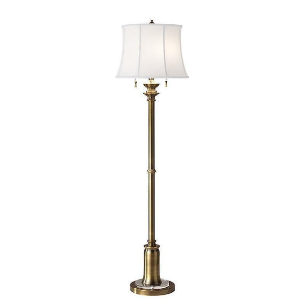 Feiss Stateroom Brass Floor Lamp With White Linen Shade by Elstead Lighting 1
