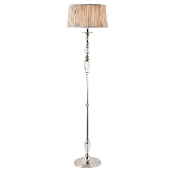 Polina Polished Nickel Floor Lamp With Beige Shade by Interiors 1900 1