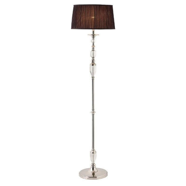 Polina Polished Nickel Floor Lamp With Black Shade by Interiors 1900 1