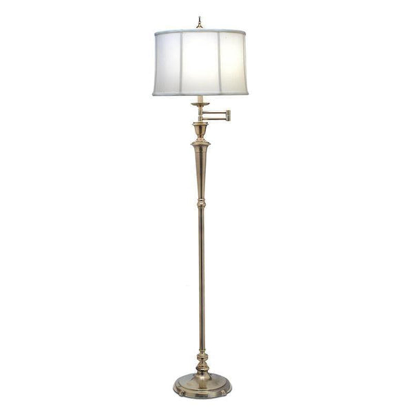 Stiffel Arlington Brass Swing Arm Floor Lamp - White Shade by Elstead Lighting 1