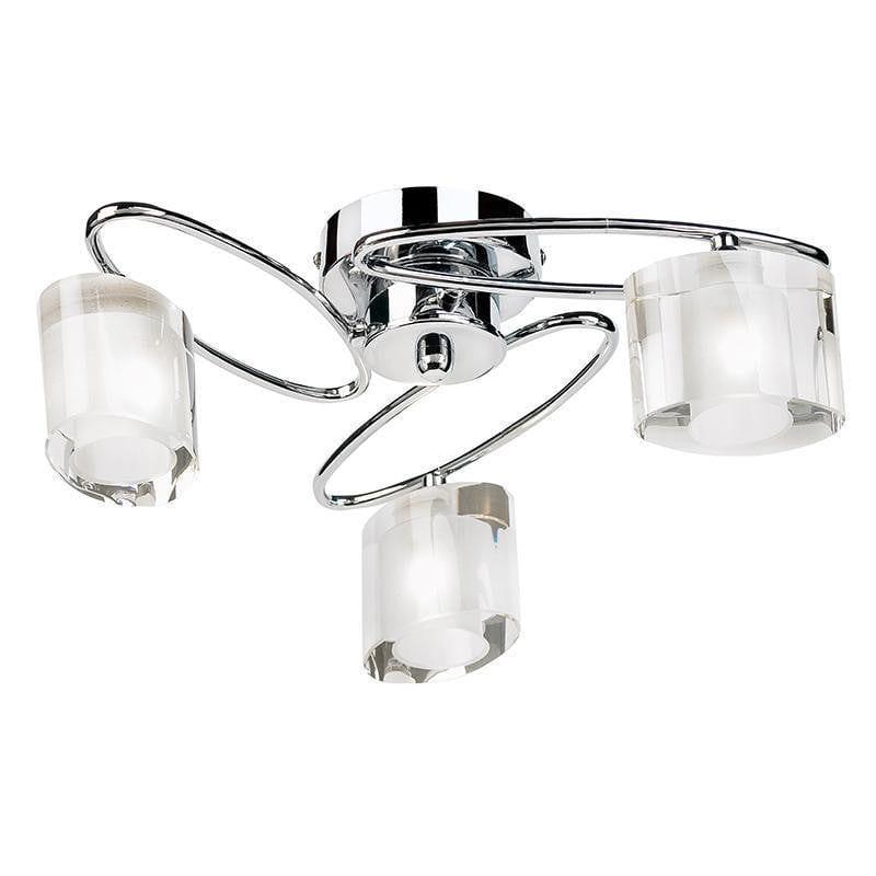 Traditional Flush And Semi Flush Ceiling Lights - Sonata 3LT Chrome Plate With Clear & Frosted Crystal Glass Semi Flush Ceiling Light 91183
