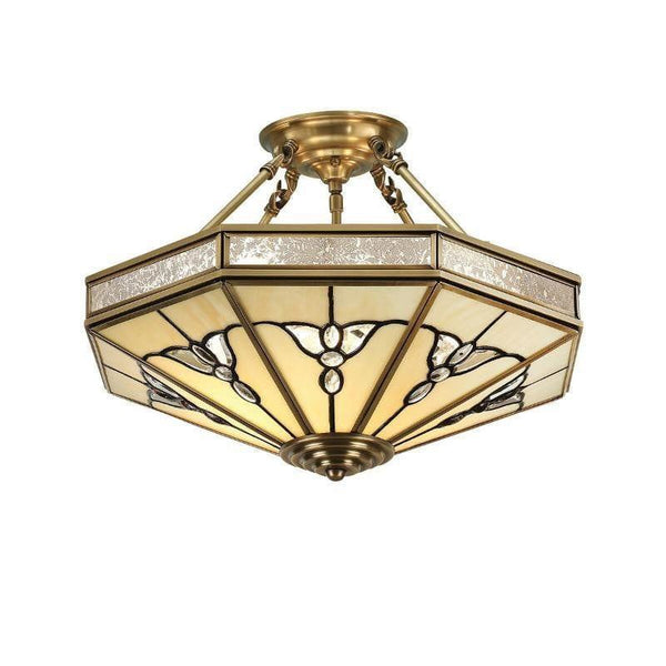 Traditional Flush & Semi Flush Ceiling Lights - Gladstone Antique Brass 4 Light Semi-Flush Ceiling Light SN03P46