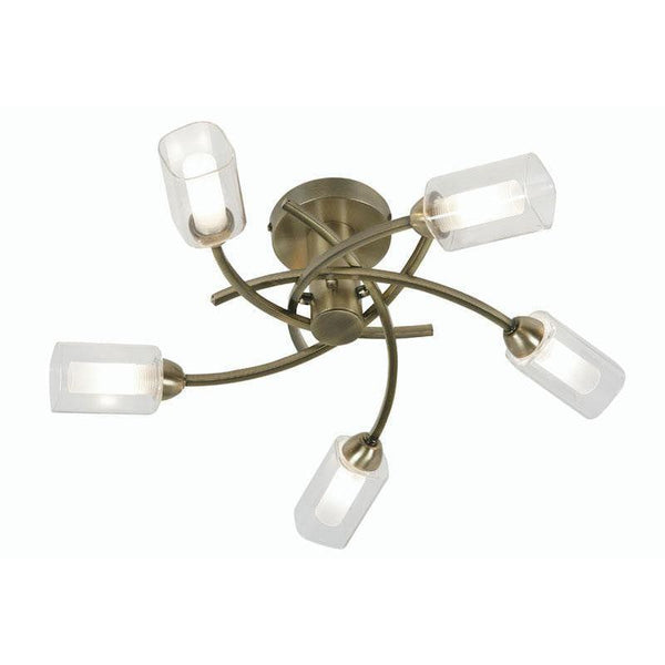 Traditional Flush & Semi Flush Ceiling Lights - Ofira 5 Light Antique Brass Flush Ceiling Light 2710/5 AB