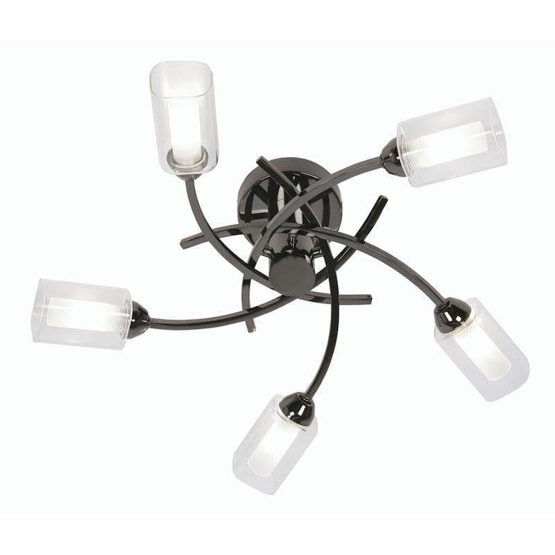Traditional Flush & Semi Flush Ceiling Lights - Ofira 5 Light Mirror Black Flush Ceiling Light 2710/5 MB
