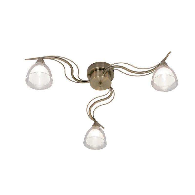Traditional Flush & Semi Flush Ceiling Lights - Portland 3 Light Antique Brass Flush Celiling Light 9504/3 AB