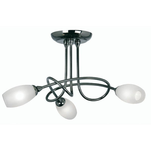 Traditional Flush & Semi Flush Ceiling Lights - Tara 3 Light Mirror Black Semi Flush 5327/3 MB