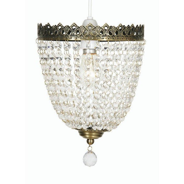 Traditional Non Electric Pendant - Ekon Antique Brass Beaded Glass Non Electric Pendant Ceiling Light 178 AB