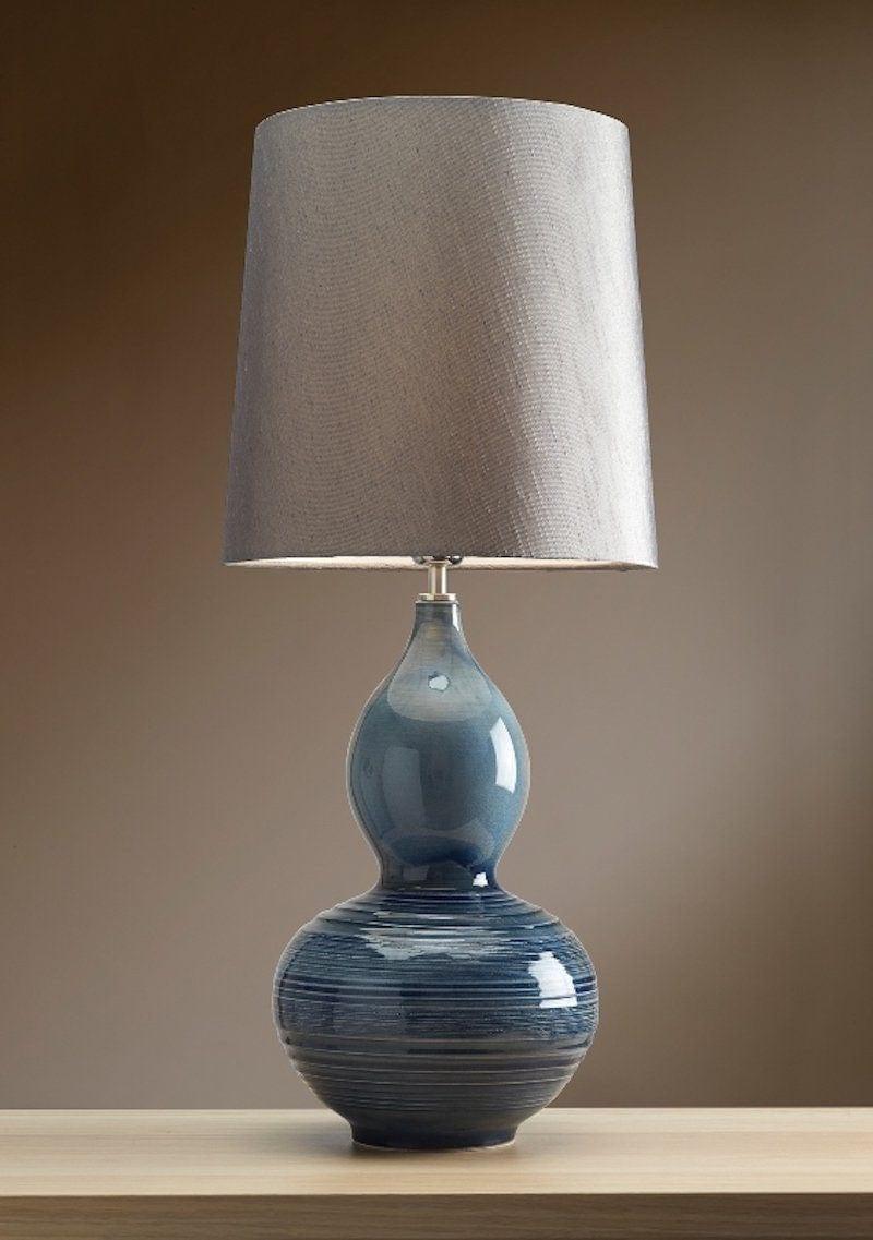 Elstead Lapis Blue Gourd Ceramic Table Lamp living room shot