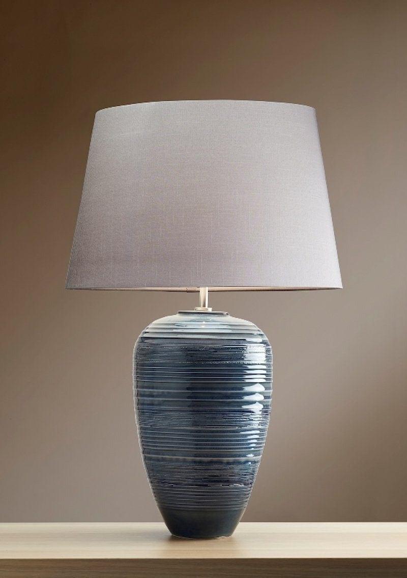 Poseidon Blue Ceramic Table Lamp living room shot
