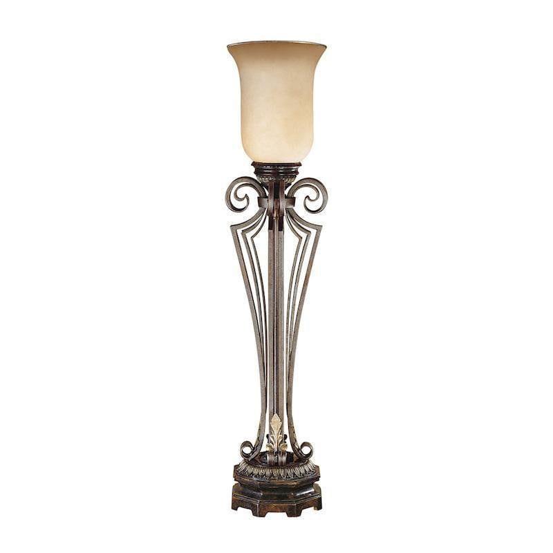 Feiss Corinthia Bronze Table Lamp With Cream/Amber Glass Shade 1