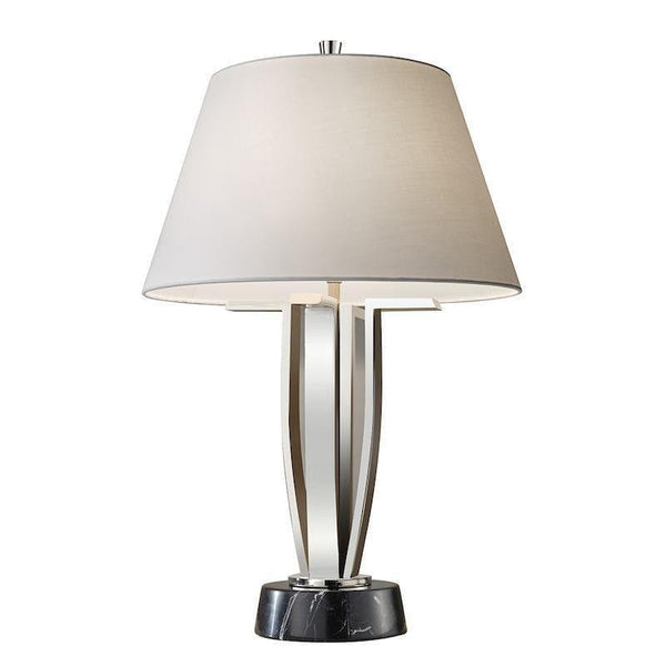 Feiss Silvershore Polished Nickel Table Lamp & White Shade 1