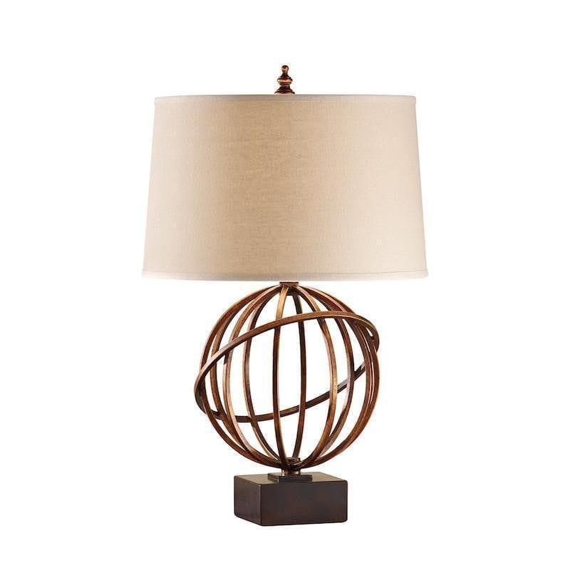 Feiss Spencer Gold And Dark Walnut Base Table Lamp & Shade 1