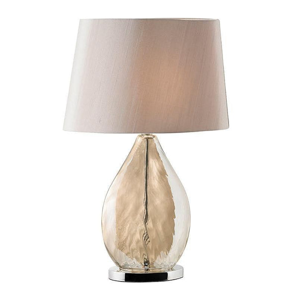 Endon Kew Gold Finish Glass And Mink Faux Silk Table Lamp 1