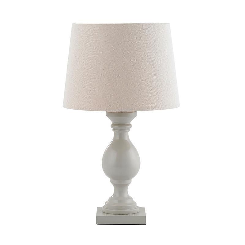 Marsham Taupe Painted Wood And Ivory Faux Linen Table Lamp 1
