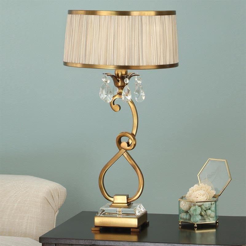 Oksana Antique Brass Single Table Lamp with Beige Shade 1