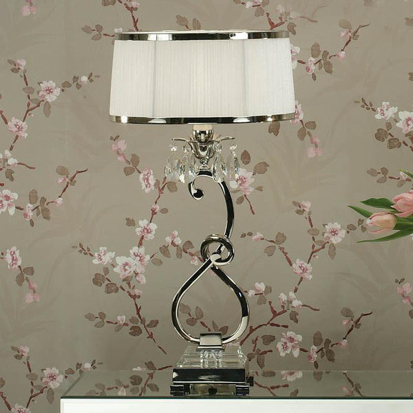 Oksana Polished Nickel Single Table Lamp with White Shade 1