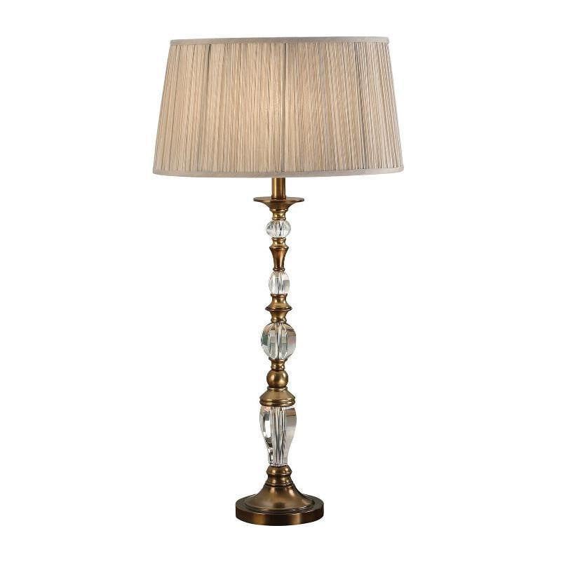 Polina Large Antique Brass Finish Table Lamp - Beige Shade 1