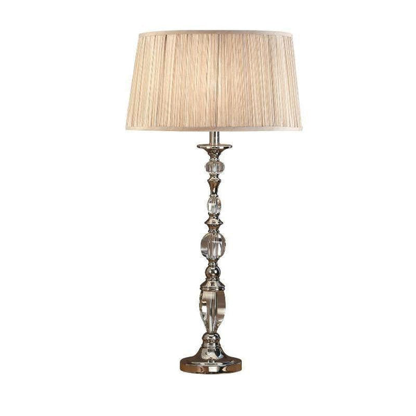 Polina Large Polished Nickel Table Lamp With Beige Shade 1