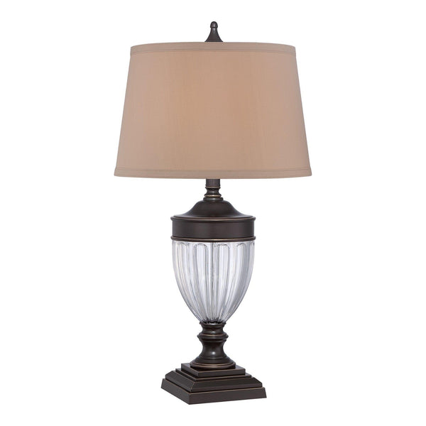 Quoizel Dennison Glass and Bronze Table Lamp With Shade 1