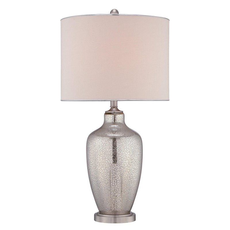 Quoizel Nicolls Mercury Glass Table Lamp With Beige Shade 1