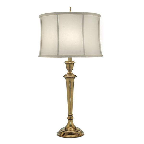 Stiffel Syracuse Brass Table Lamp With Oyster Shade 1