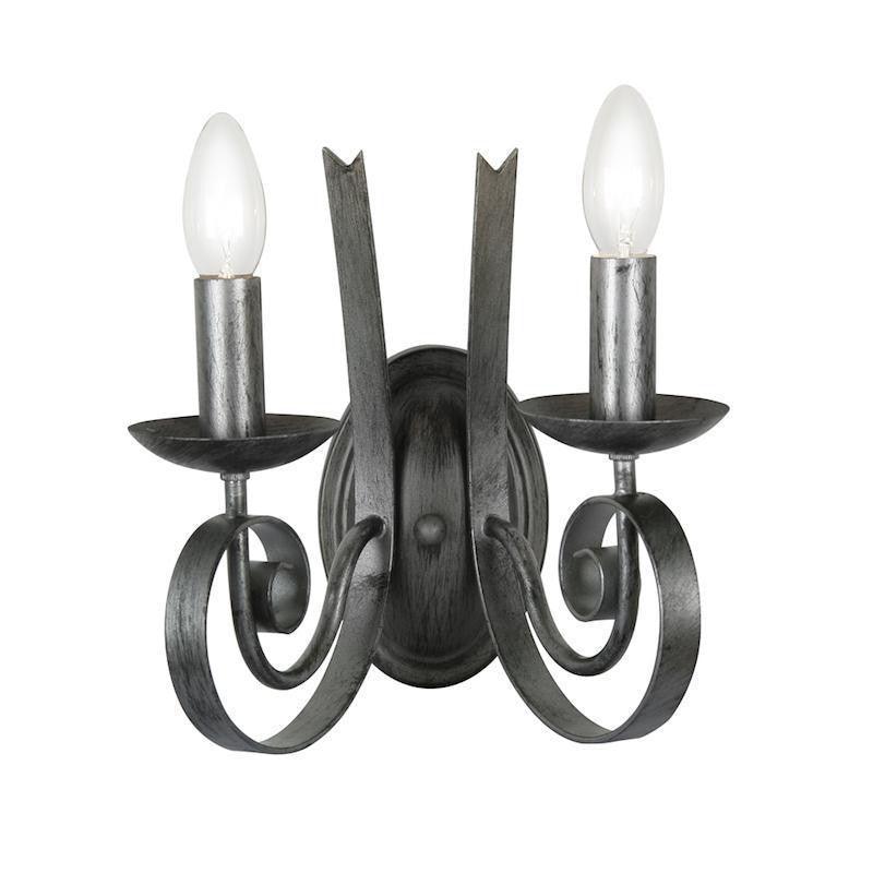 Traditional Wall Lights - Arundel 2 Light Silver Brushed Black Wall Light 8121/2 BS