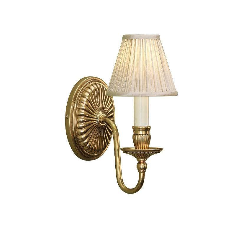 Traditional Wall Lights - Fitzroy Solid Brass Single Wall Light With Beige Shade 63821
