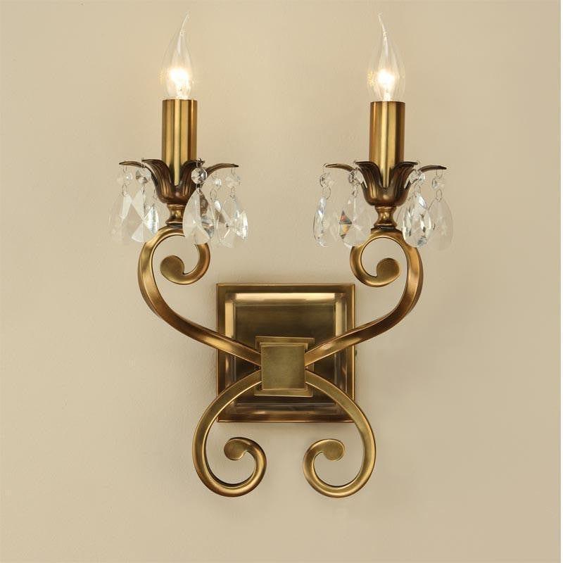 Traditional Wall Lights - Oksana Antique Brass Finish Double Wall Light UL1W2B