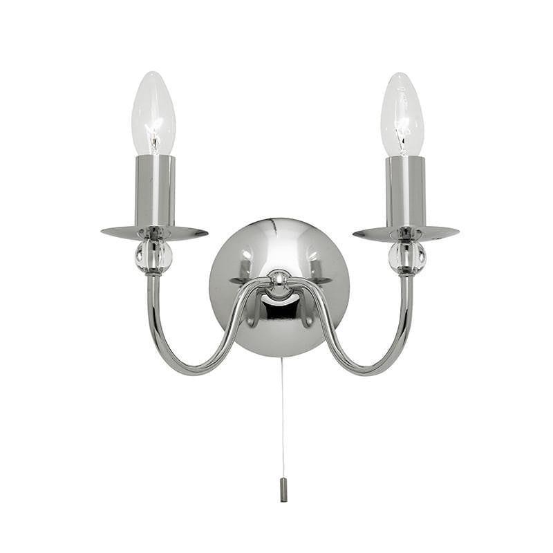 Traditional Wall Lights - Parkstone chrome Finish Twin Arm Wall Light 2013-2CH