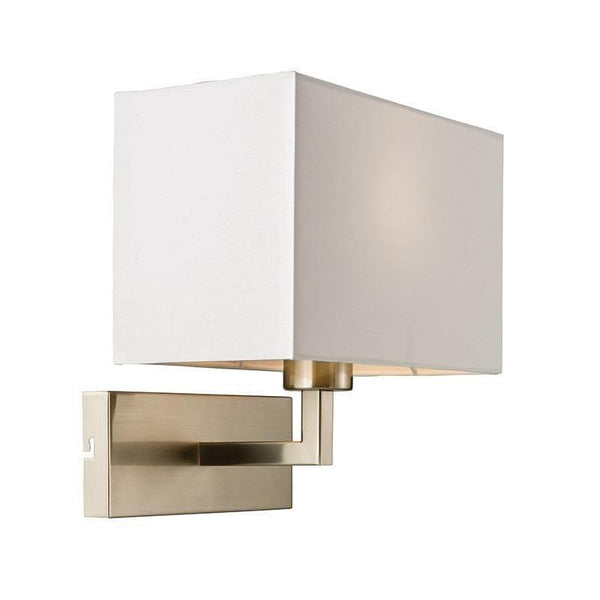 Traditional Wall Lights - Piccolo Satin Nickel Finish And White Cotton Mix Wall Light 61604 61604