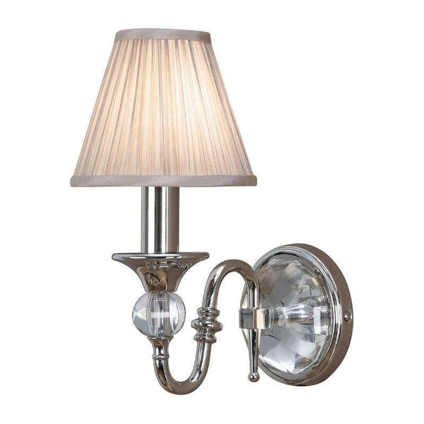 Traditional Wall Lights - Polina chrome Finish Single Wall Light With Beige Shade 63596
