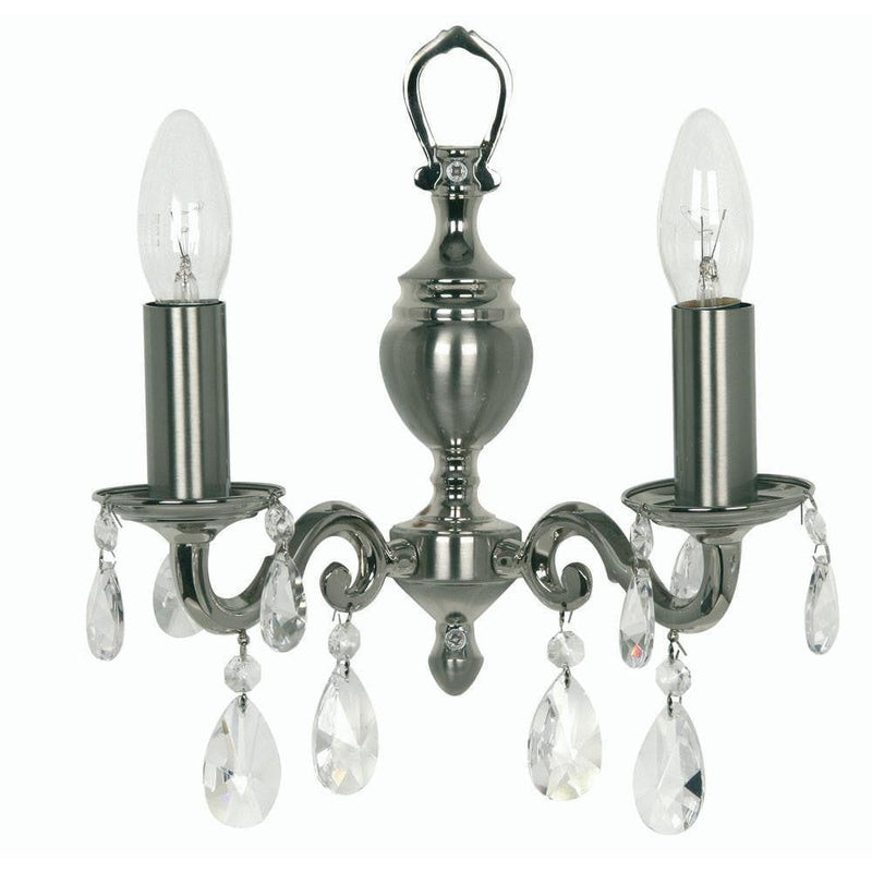 Traditional Wall Lights - Risborough Cast Brass Double Wall Light With Satin Nickel Plate 176/2 SN