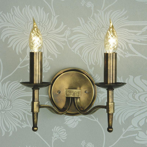 Traditional Wall Lights - Stanford Antique Brass Finish Double Wall Light CA1W2B