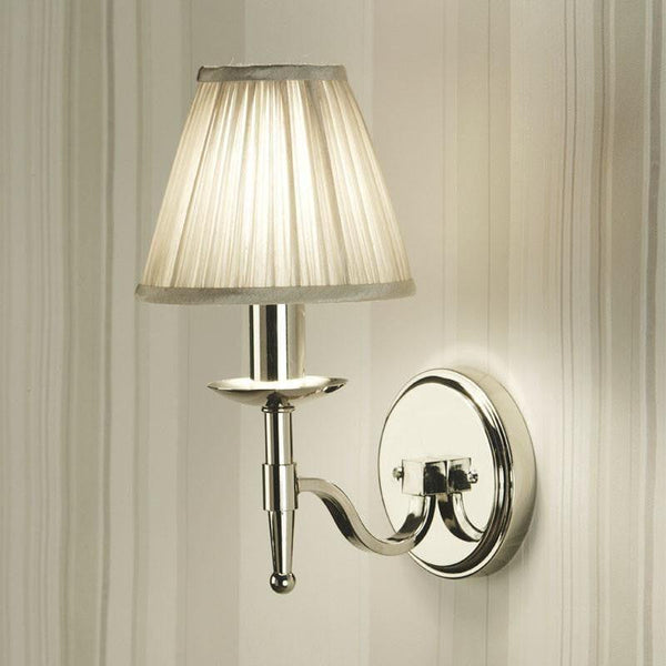 Traditional Wall Lights - Stanford chrome Finish Single Wall Light With Beige Shade 63657