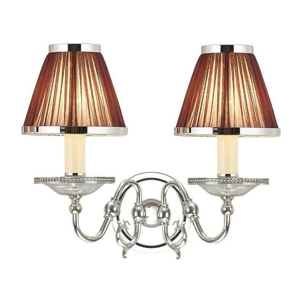 Traditional Wall Lights - Tilburg chrome Finish Double Wall Light With Chocolate Shades 63725