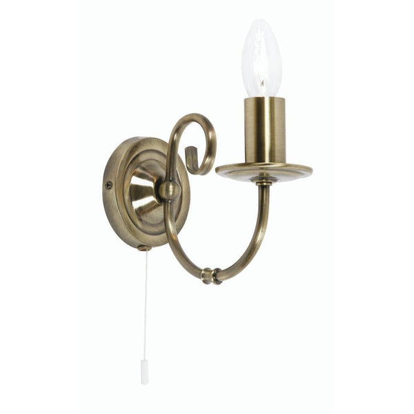 Traditional Wall Lights - Tuscany Antique Brass Finish Single Wall Light 3380-1 AB