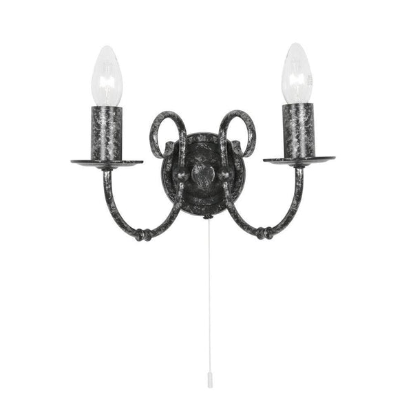 Traditional Wall Lights - Tuscany Black Silver Finish Double Wall Light 3380/2 BS