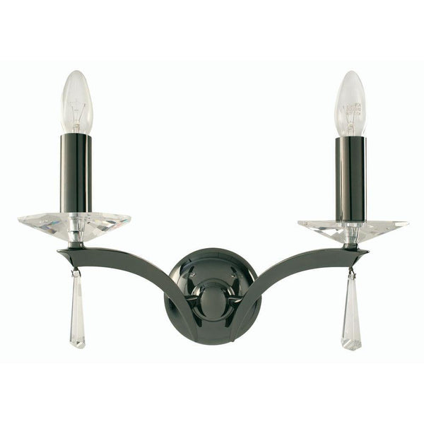 Traditional Wall Lights - Wroxton Cast Brass Double Wall Light With Titanium Plate 708-2 TI