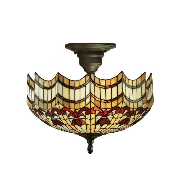 Vesta Medium Semi Flush Tiffany Ceiling Light by Interiors 1900