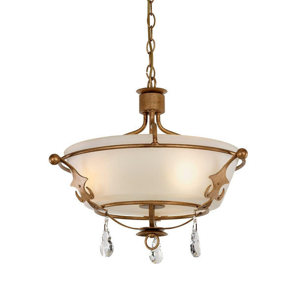 Windsor 3 Light Semi Flush Light - Gold Patina Ceiling Light Image 1